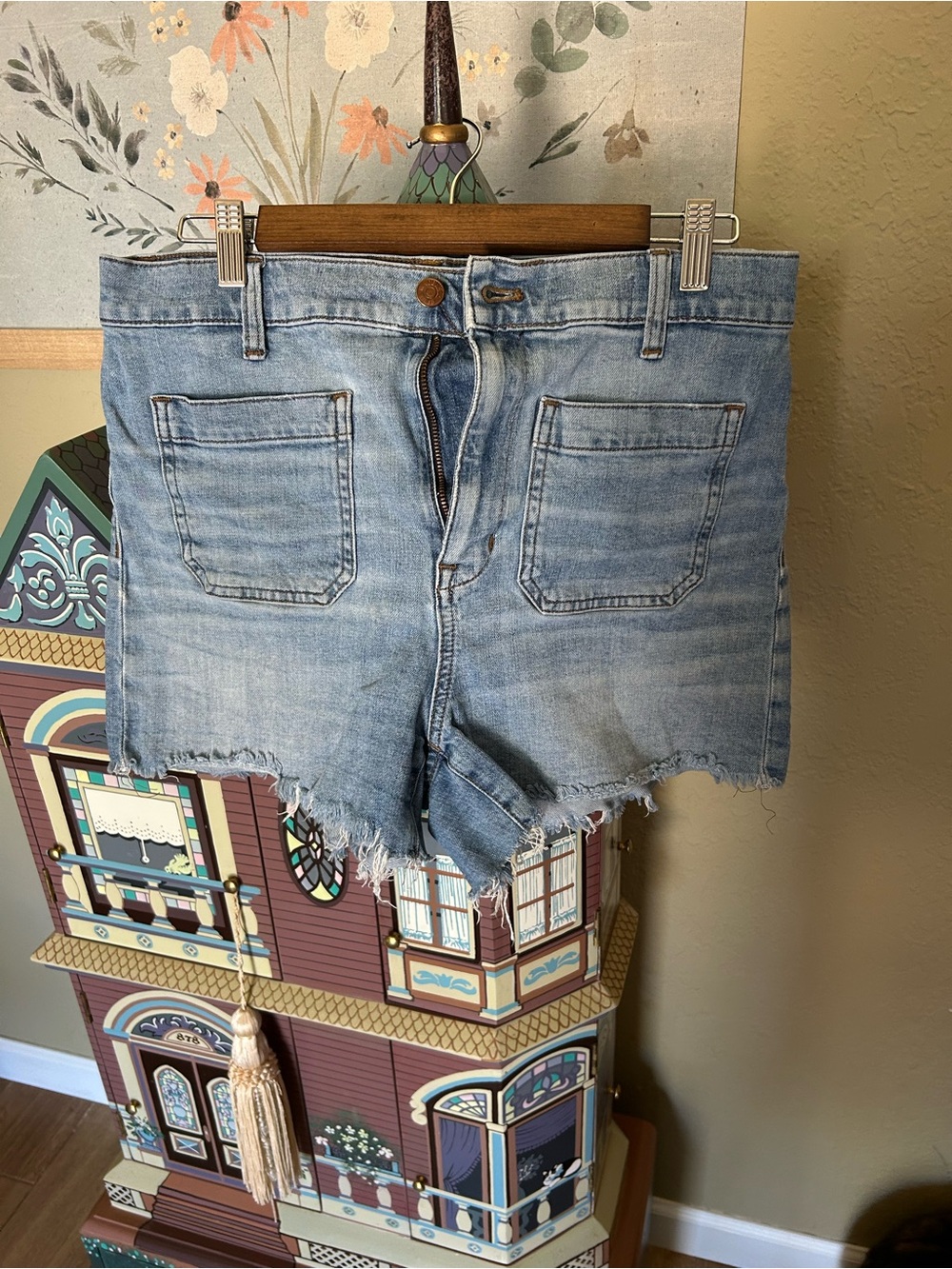 Madewell Light Blue Distressed Denim Cutoff Shorts
